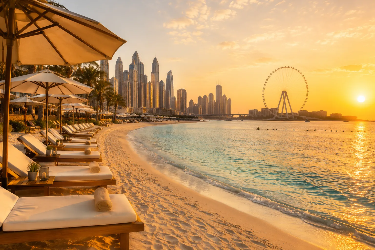 Golden-hour beach in Dubai