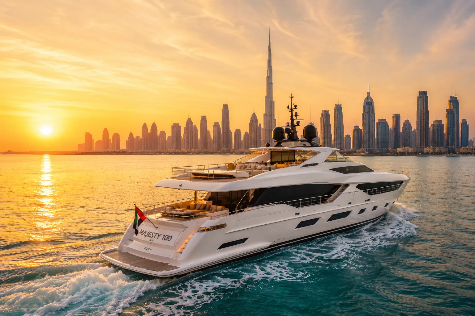 Luxury yacht off the Dubai coast